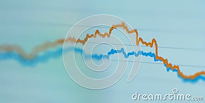 Two lines chart at comparision concept. Data analysis graph. Financial chart, analyzing report Stock Photo