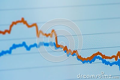 Two lines chart at comparision concept. Data analysis graph. Financial chart, analyzing report Stock Photo