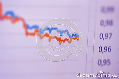 Two lines chart at comparision concept. Data analysis graph. Financial chart, analyzing report Stock Photo