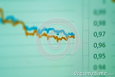 Two lines chart at comparision concept. Data analysis graph. Financial chart, analyzing report Stock Photo