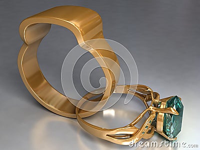 Two Linked Gold Rings 01 Stock Photo