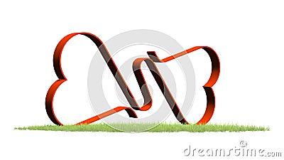 Two Linked Hearts in grass Stock Photo