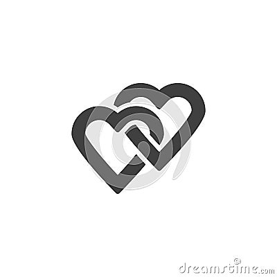 Two Linked Hearts vector icon Vector Illustration