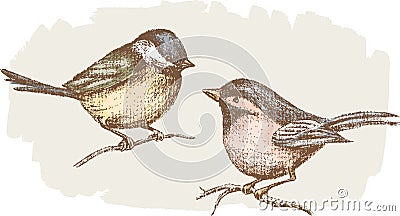 Two little birds Vector Illustration