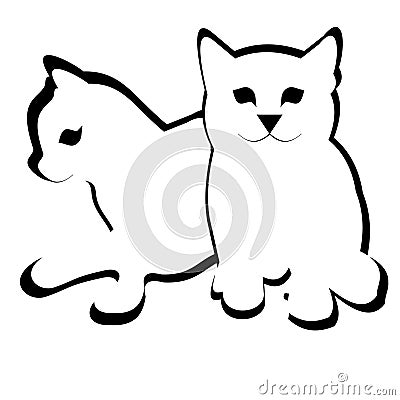 Two little cat cute cartoon Stock Photo