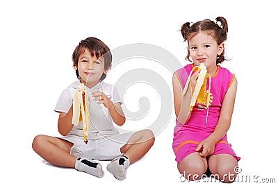 Two little children siting Stock Photo