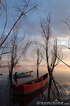 Two little fishing boats Stock Photo