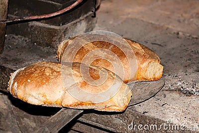 Two loafs of toasted bread Stock Photo