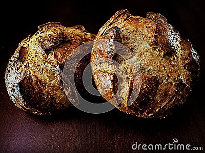 Two loaves of artisan bread Stock Photo