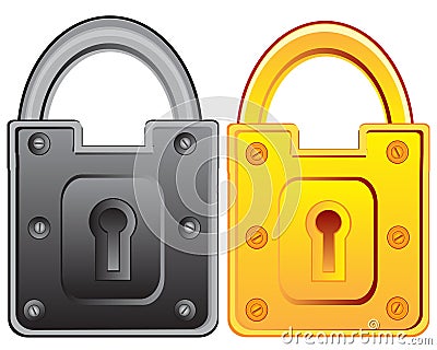 Two locks from door Vector Illustration