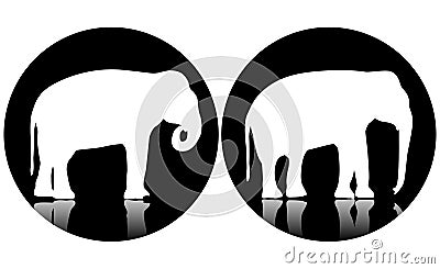 Two logo elephants Cartoon Illustration