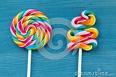 Two lollipop in heart shape Stock Photo