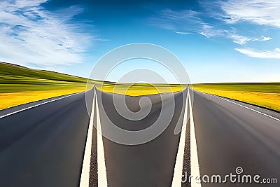 Two Long empty straight road Stock Photo