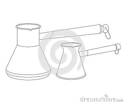 Two long-handled coffeemakers Vector Illustration