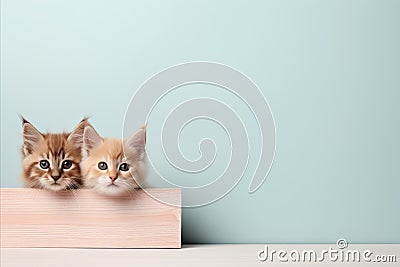 Two Lovely Cats Sitting and Looking at the Camera with Empty Space for Adding Text or Logo Stock Photo