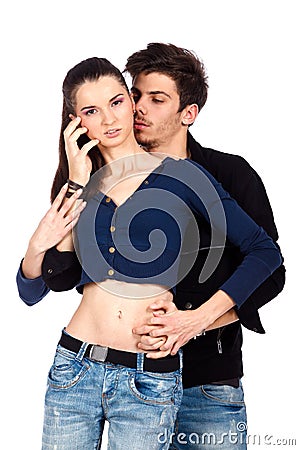 Two lovers in foreplay Stock Photo