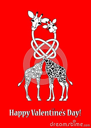 Two lovers giraffe Vector Illustration