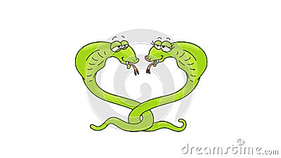 Two Loving Snakes Kiss Couple Cheerful Cartoon Cute Comic Character.  Seamless Loop Animation Colorful Video Footage 2D Stock Video - Video of  loop, feeling: 170509509