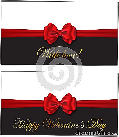 Two luxury greetings card congratulating Valentines day Vector Illustration
