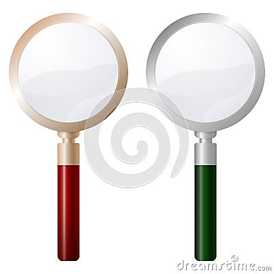 Two magnifying glass on white background Vector Illustration