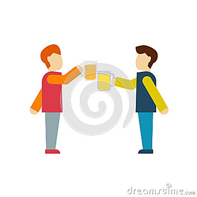 Two male employee enjoy drinking beer Vector Illustration