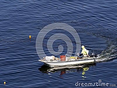 two man on a crabbing boat, Kent Island, Chesapeake Bay Stock Photo