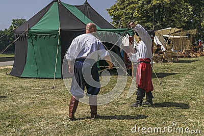 Two Man fight in medieval costume Editorial Stock Photo