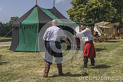 Two Man fight in medieval costume Editorial Stock Photo