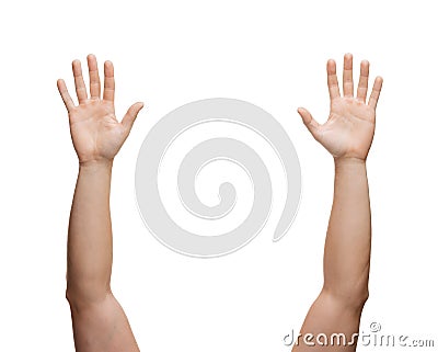 Two man hands waving hands Stock Photo