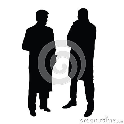 Two man in suits black silhouette on white