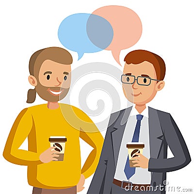 Two man talking. Meeting of friends or colleagues. Vector Vector Illustration