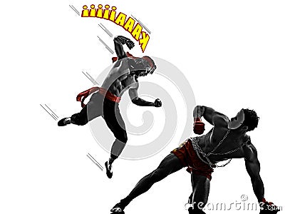 Two manga video games martial arts fighters fighting Stock Photo