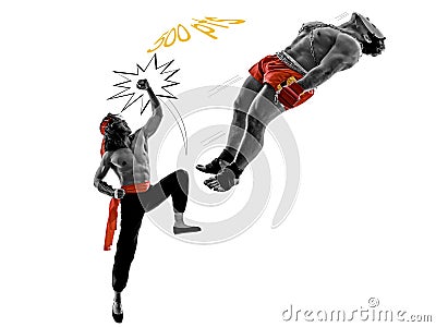 Two manga video games martial arts fighters fighting Stock Photo