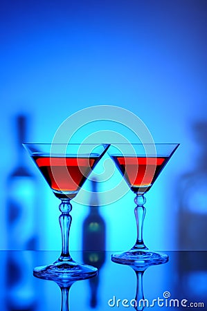 Two martini glasses with cocktail Stock Photo
