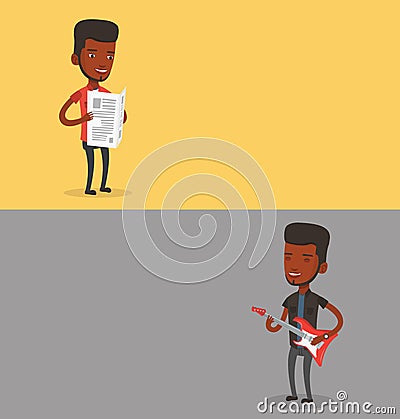 Two media banners with space for text. Vector Illustration