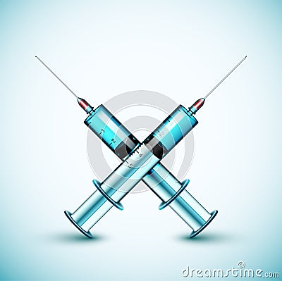 Two medical syringe Vector Illustration