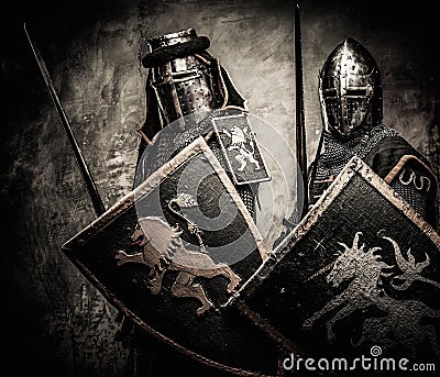 Two medieval knights Stock Photo