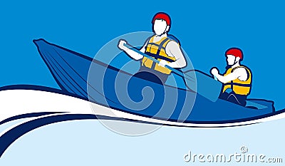 Two men in a boat Stock Photo
