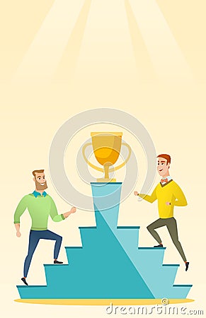 Two men competing for the business award. Vector Illustration