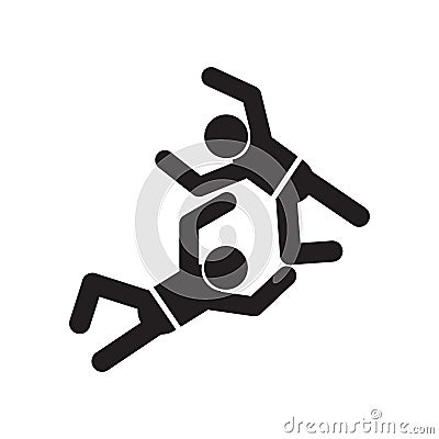 Two Men Practicing Karate icon vector sign and symbol isolated on white background, Two Men Practicing Karate logo concept Vector Illustration