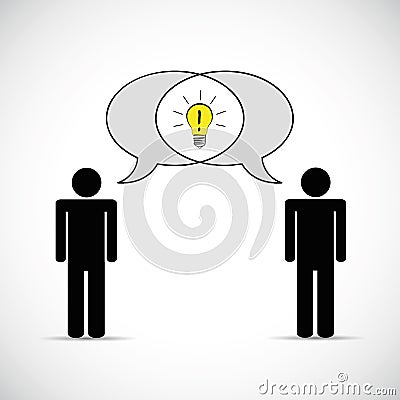 Two mens have one idea communication concept pictogram Vector Illustration