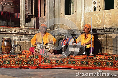 Two Mens Playing Rajasthani Traditional Music Editorial Stock Photo