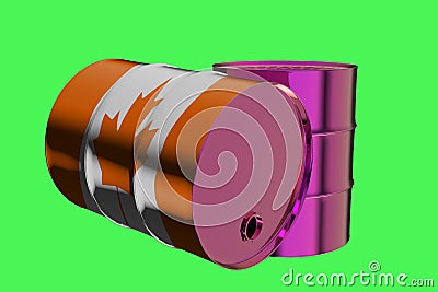Two Metal Industrial Oil Barrels with Canada flag 3D rendering Stock Photo