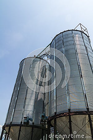 Two metal silo Stock Photo