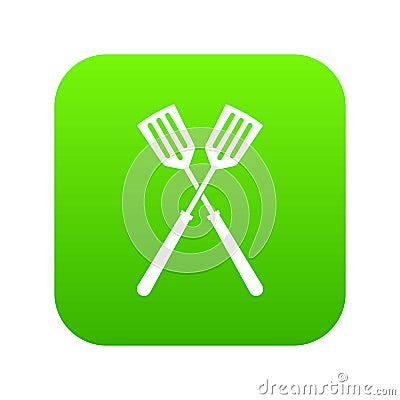 Two metal spatulas icon digital green Vector Illustration