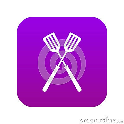 Two metal spatulas icon digital purple Vector Illustration