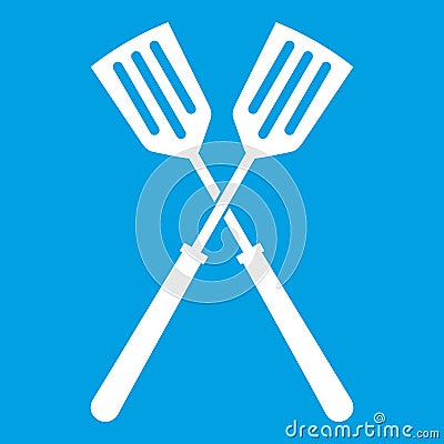 Two metal spatulas icon white Vector Illustration