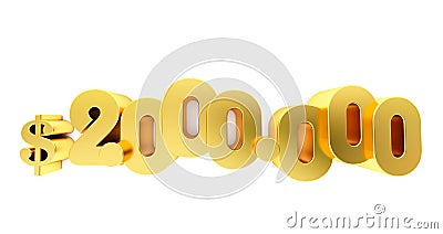 2.000.000$ two million dollars. golden 2000000$ isolated on whaite background, Stock Photo