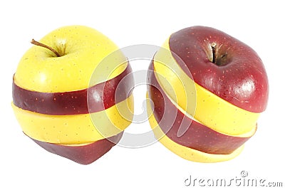 Two mixed apples Stock Photo