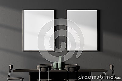 Two mock up posters frame in modern interior Stock Photo